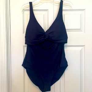 NWT Anne Cole Swimsuit One Piece Twist Front 20MO06014 Color Navy Sz 14